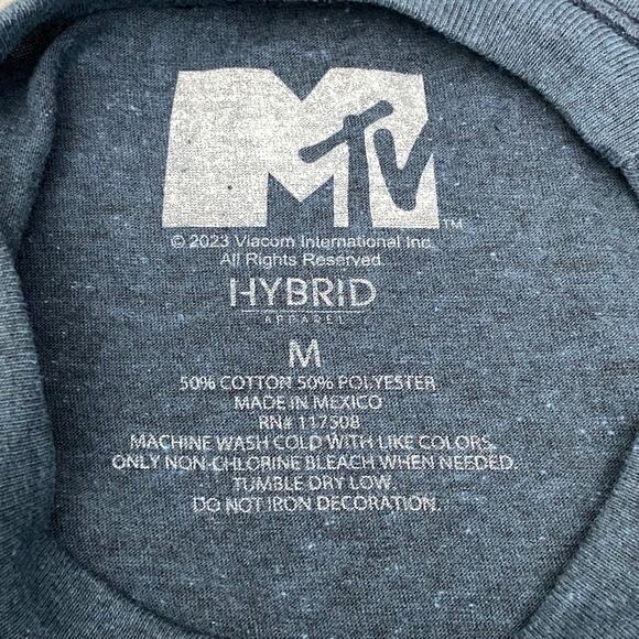 Hybrid MTV Men's Size Medium "I Want My MTV" T-Shirt Crew Neck Blue Heather NEW - Picture 4 of 5
